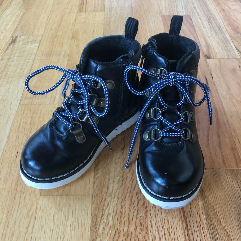 GAP Kids Black Boots with Blue Laces